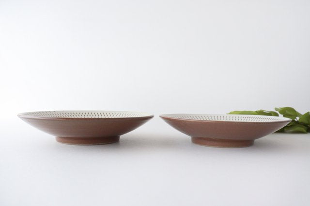 Brown-rimmed Round Plate Tobikanna 18cm/7.1in | Koishiwara Ware