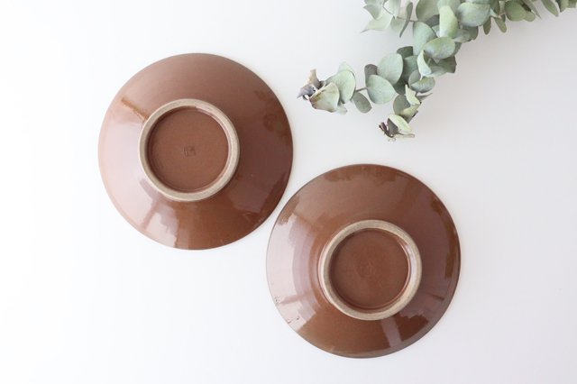 Brown-rimmed Round Plate Tobikanna 18cm/7.1in | Koishiwara Ware