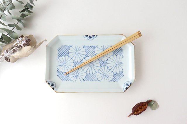 Octagonal Plate Chrysanthemum | Sushi Plate Arita Ware-TOP