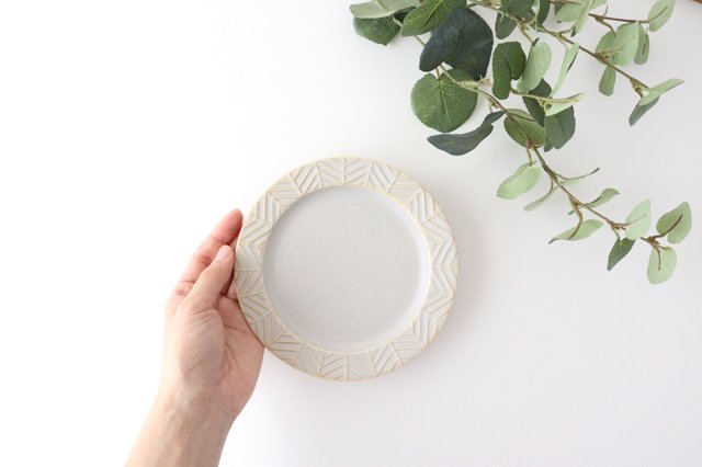 Rim plate 15cm Greige porcelain YABANE Hasami ware