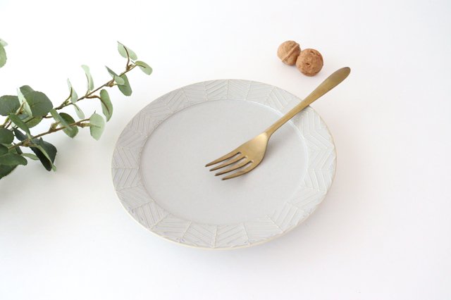 Rim plate 20cm Greige porcelain YABANE Hasami ware-TOP