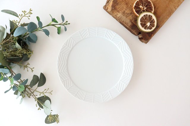 Rim plate 20cm white porcelain YABANE Hasami ware