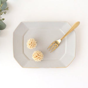 Square plate M Greige porcelain Hasami ware-TOP