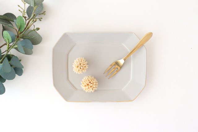 Square plate M Greige porcelain Hasami ware-TOP