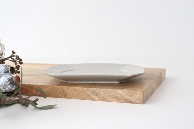 Square plate M Greige porcelain Hasami ware-Detail2