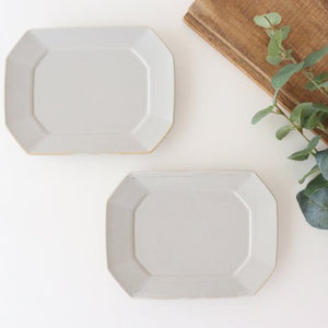 Square plate M Greige porcelain Hasami ware-Detail3