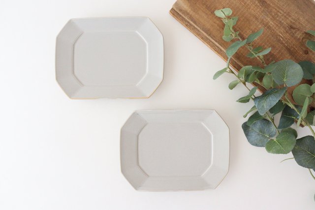 Square plate M Greige porcelain Hasami ware-Detail3