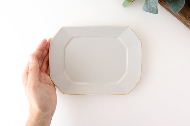 Square plate M Greige porcelain Hasami ware-Detail4