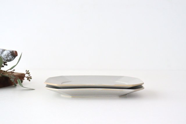 Square plate M Greige porcelain Hasami ware-Detail10