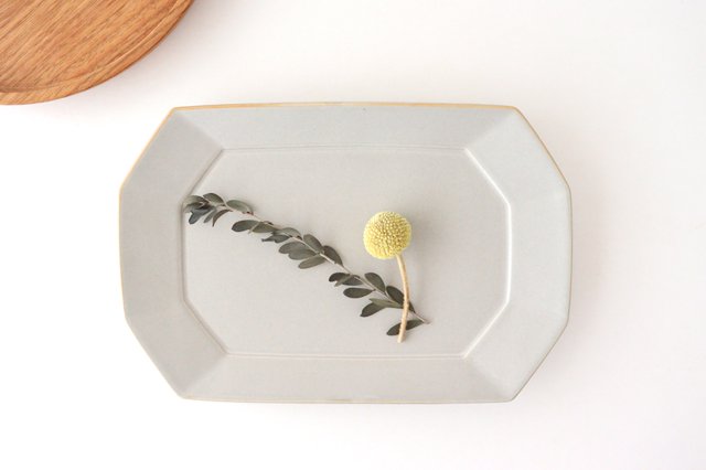 Square plate L Greige porcelain Hasami ware-TOP