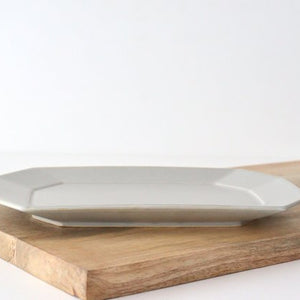 Square plate L Greige porcelain Hasami ware-Detail2