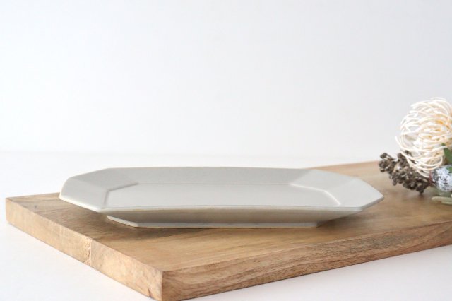 Square plate L Greige porcelain Hasami ware-Detail2