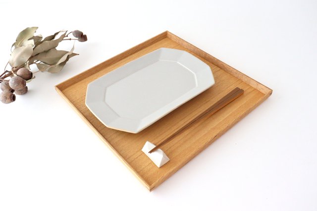 Square plate L Greige porcelain Hasami ware-Detail4