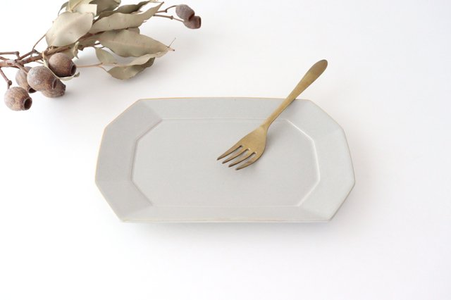 Square plate L Greige porcelain Hasami ware-Detail5