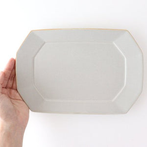 Square plate L Greige porcelain Hasami ware-Detail6