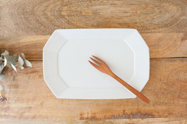 Square plate L white porcelain Hasami ware-TOP