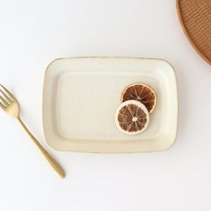 Square plate L ivory pottery Sucre Hasami ware-TOP