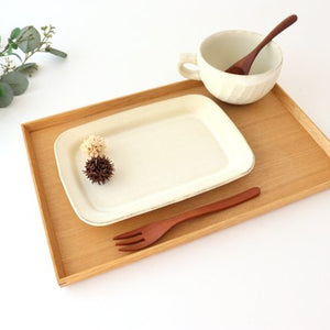 Square plate L ivory pottery Sucre Hasami ware-Detail12