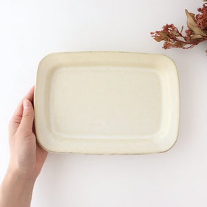 Square plate L ivory pottery Sucre Hasami ware-Detail3