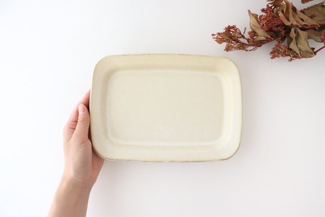 Square plate L ivory pottery Sucre Hasami ware-Detail3