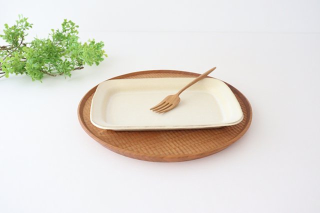 Square plate L ivory pottery Sucre Hasami ware
