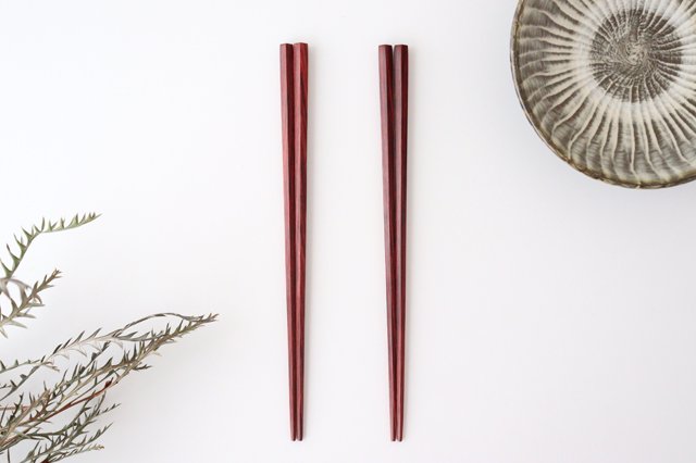 Pentagonal Chopsticks Vermilion 23.0cm /9.05in
