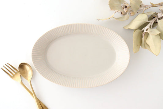 Koyo Kiln Oval Plate Shinogi Sherbet Gray L | Arita Ware-TOP