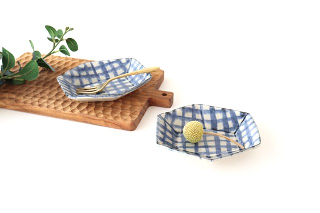 Hexagonal Medium Bowl Semi-porcelain Check | Kobachi Arita Ware