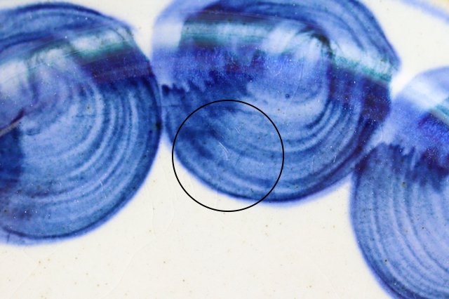 1.8 plate round row pottery blue indigo Hasami ware-Detail14