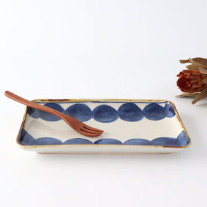 Rectangle Plate Round-row Indigo | Sushi Plate Hasami Ware-TOP