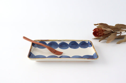 Rectangle Plate Round-row Indigo | Sushi Plate Hasami Ware-TOP