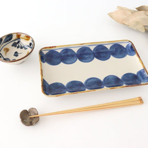Rectangle Plate Round-row Indigo | Sushi Plate Hasami Ware-Detail2