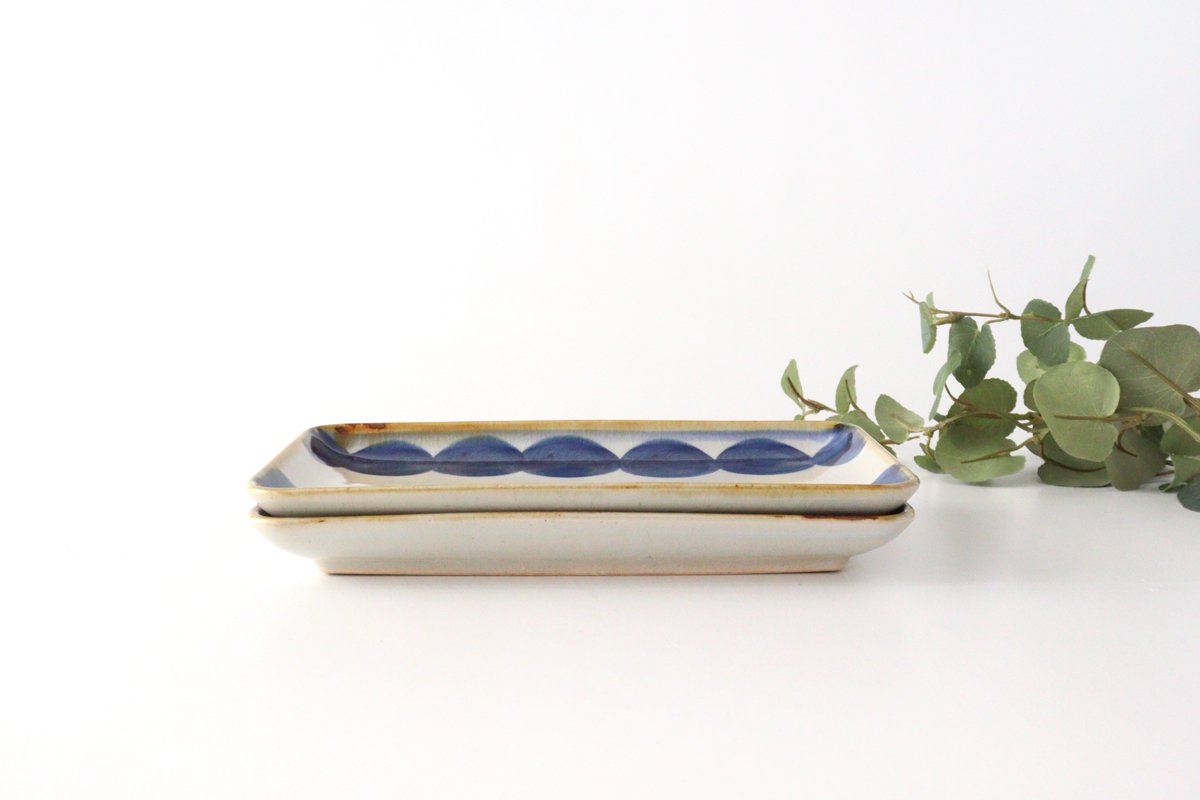 Rectangle Plate Round-row Indigo | Sushi Plate Hasami Ware-Detail3