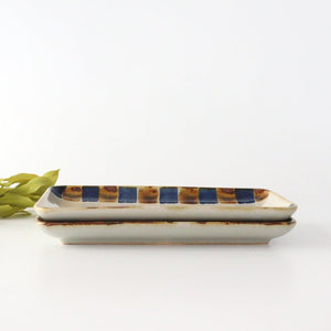 Rectangle Plate Two-color Stripes | Sushi Plate Hasami Ware-Detail5