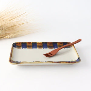 Rectangle Plate Two-color Stripes | Sushi Plate Hasami Ware-Detail6