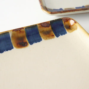 Rectangle Plate Two-color Stripes | Sushi Plate Hasami Ware-Detail7