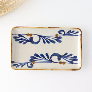 Rectangle Plate Arabesque Indigo | Sushi Plate Hasami Ware-TOP
