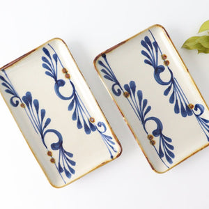 Rectangle Plate Arabesque Indigo | Sushi Plate Hasami Ware-Detail10