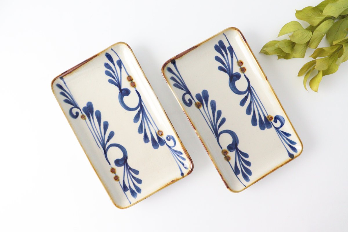 Rectangle Plate Arabesque Indigo | Sushi Plate Hasami Ware-Detail10