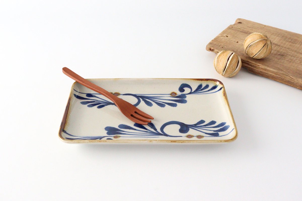 Rectangle Plate Arabesque Indigo | Sushi Plate Hasami Ware-Detail6