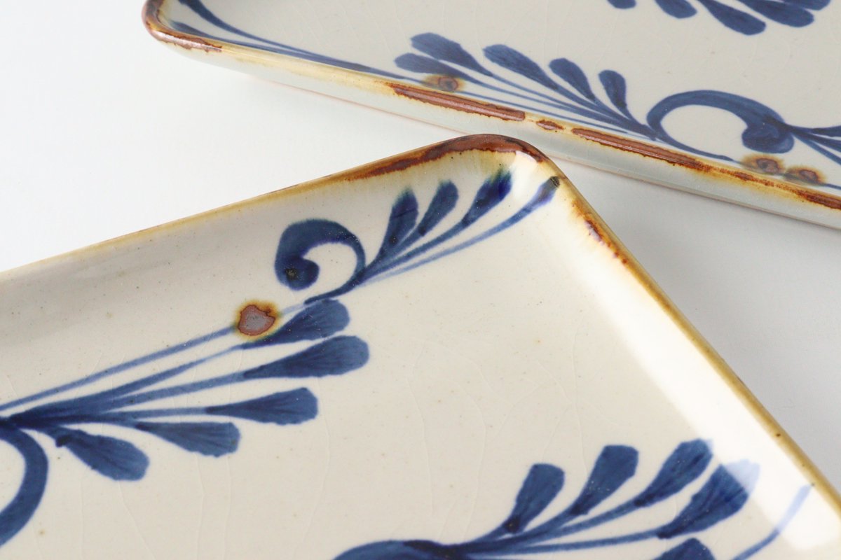 Rectangle Plate Arabesque Indigo | Sushi Plate Hasami Ware-Detail7