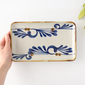 Rectangle Plate Arabesque Indigo | Sushi Plate Hasami Ware-Detail9