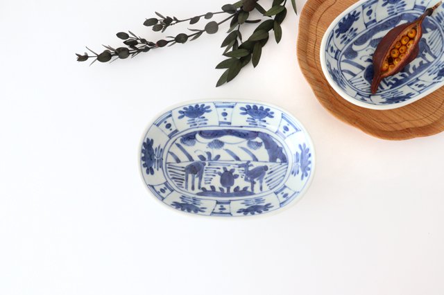 Oval Sauce Plate Twin Deer | Arita Ware