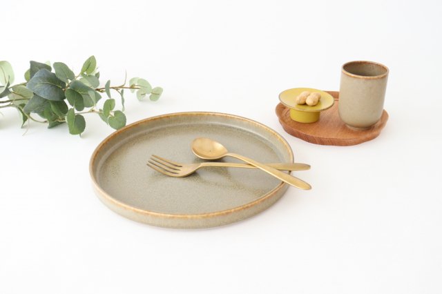 Arco Round Plate Silver Brown 24.5cm/9.6in | Mino Ware