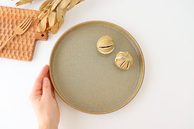 Arco Round Plate Silver Brown 24.5cm/9.6in | Mino Ware