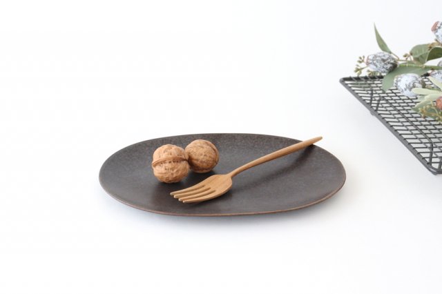 Arco Oval Plate Black Matte 21.5cm/8.5in | Mino Ware
