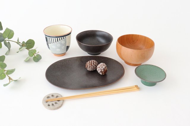 Arco Oval Plate Black Matte 21.5cm/8.5in | Mino Ware
