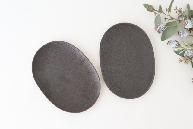 Arco Oval Plate Black Matte 21.5cm/8.5in | Mino Ware