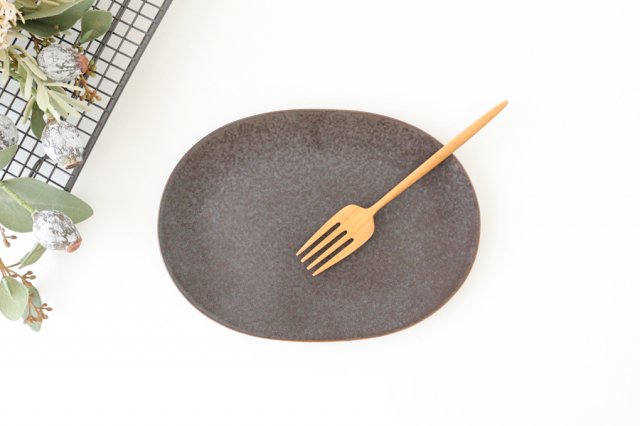 Arco Oval Plate Black Matte 21.5cm/8.5in | Mino Ware