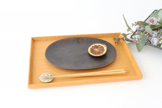 Arco Oval Plate Black Matte 21.5cm/8.5in | Mino Ware
